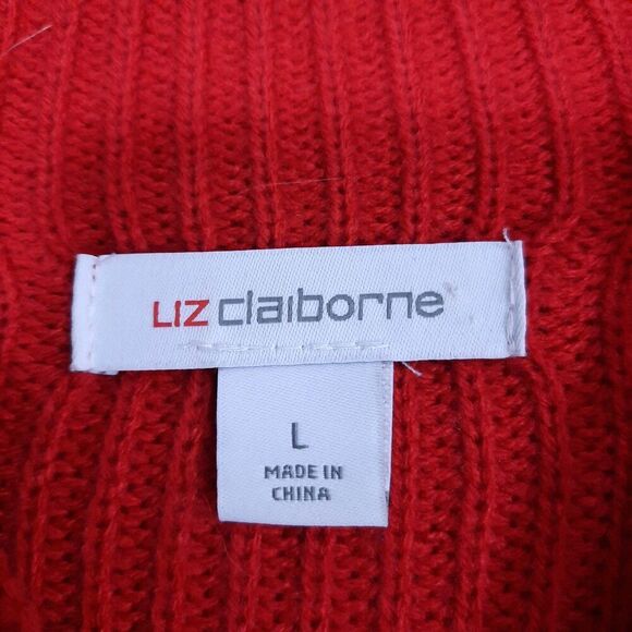 Liz Claiborne Chunky Colorblock Sweater Size Large Drop Shoulder Mock Neck Y2K - Picture 8 of 9